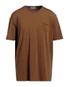 Gran Sasso Man T-shirt Brown Size 48 Cotton, Elastane