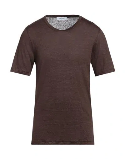 Gran Sasso Man T-shirt Cocoa Size 40 Linen In Brown