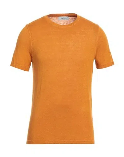 Gran Sasso Man T-shirt Mandarin Size 34 Linen, Elastane