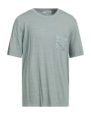 Gran Sasso Man T-shirt Sage Green Size 44 Linen, Elastane