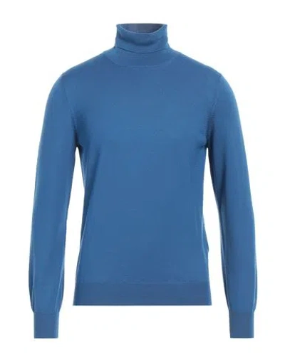 Gran Sasso Man Turtleneck Azure Size 38 Merino Wool In Blue