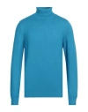 Gran Sasso Man Turtleneck Azure Size 40 Virgin Wool In Blue