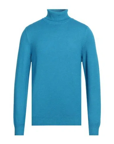 Gran Sasso Man Turtleneck Azure Size 40 Virgin Wool In Blue