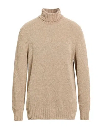 Gran Sasso Man Turtleneck Beige Size 46 Virgin Wool, Polyamide In Nude