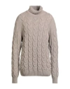Gran Sasso Man Turtleneck Beige Size 48 Virgin Wool In Gray