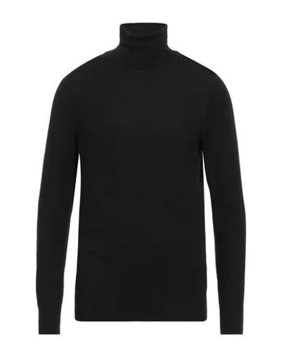 Gran Sasso Man Turtleneck Black Size 44 Virgin Wool, Polyester In Black