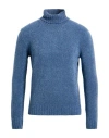 Gran Sasso Man Turtleneck Blue Size 36 Virgin Wool, Cashmere, Viscose In Blue