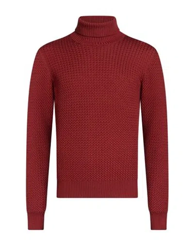 Gran Sasso Man Turtleneck Brick Size 40 Virgin Wool In Red
