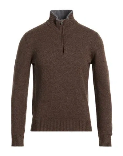 Gran Sasso Man Turtleneck Brown Size 36 Virgin Wool
