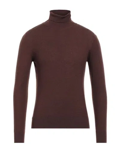 Gran Sasso Man Turtleneck Brown Size 38 Virgin Wool, Polyester