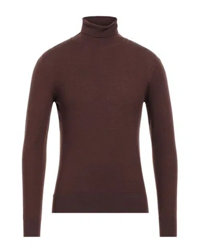 Gran Sasso Man Turtleneck Brown Size 40 Virgin Wool, Polyester In Brown