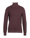 Gran Sasso Man Turtleneck Burgundy Size 42 Virgin Wool In Purple