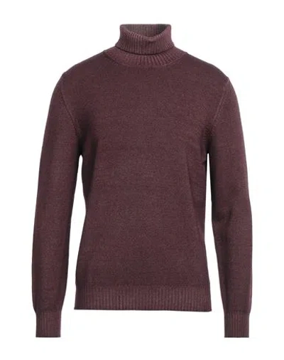 Gran Sasso Man Turtleneck Burgundy Size 42 Virgin Wool In Purple