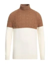 Gran Sasso Man Turtleneck Camel Size 40 Virgin Wool In Beige