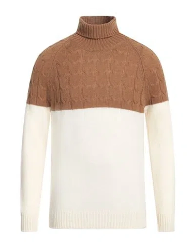 Gran Sasso Man Turtleneck Camel Size 40 Virgin Wool In Beige