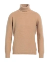 Gran Sasso Man Turtleneck Camel Size 40 Virgin Wool In Brown