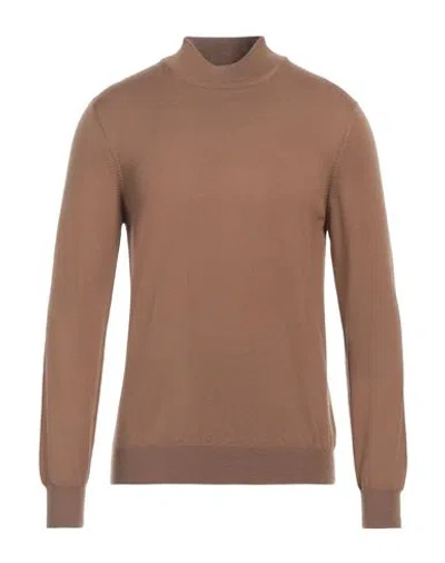 Gran Sasso Man Turtleneck Camel Size 40 Virgin Wool In Beige