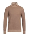 Gran Sasso Man Turtleneck Camel Size 40 Virgin Wool In Beige