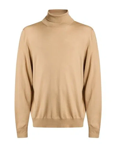 Gran Sasso Man Turtleneck Camel Size 44 Virgin Wool In Neutral