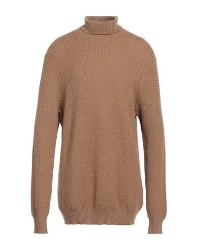 Gran Sasso Man Turtleneck Camel Size 48 Virgin Wool In Beige