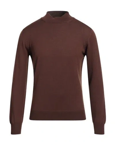 Gran Sasso Man Turtleneck Cocoa Size 38 Virgin Wool In Brown