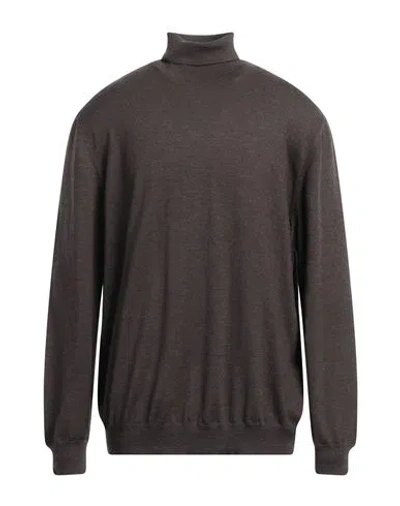 Gran Sasso Man Turtleneck Cocoa Size 50 Virgin Wool In Brown