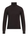 Gran Sasso Man Turtleneck Dark Brown Size 34 Virgin Wool In Black