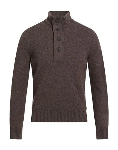Gran Sasso Man Turtleneck Dark Brown Size 36 Virgin Wool