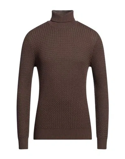 Gran Sasso Man Turtleneck Dark Brown Size 48 Virgin Wool