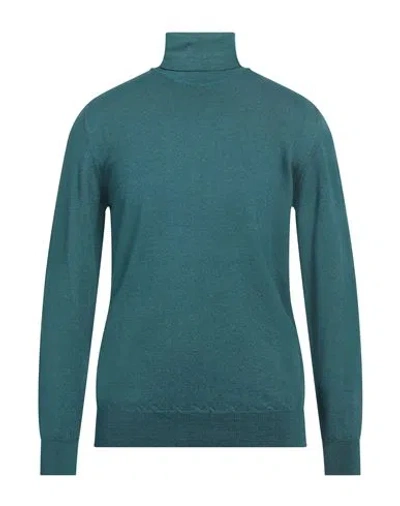 Gran Sasso Man Turtleneck Deep Teal Size 40 Virgin Wool In Blue