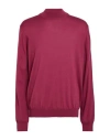 Gran Sasso Man Turtleneck Garnet Size 50 Virgin Wool In Pink