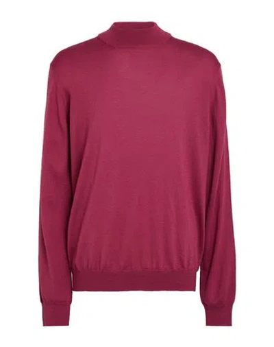 Gran Sasso Man Turtleneck Garnet Size 50 Virgin Wool In Pink