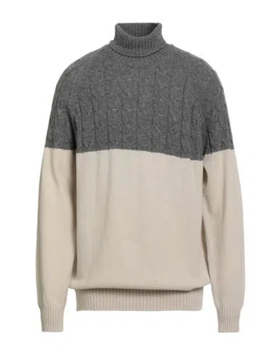 Gran Sasso Man Turtleneck Grey Size 44 Virgin Wool In Black