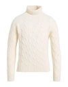Gran Sasso Man Turtleneck Ivory Size 40 Virgin Wool In White