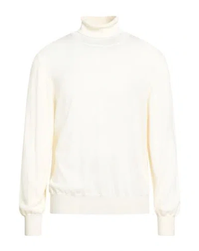 Gran Sasso Man Turtleneck Ivory Size 44 Virgin Wool In White