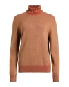 Gran Sasso Man Turtleneck Light Brown Size 42 Virgin Wool, Cashmere, Viscose In Sand