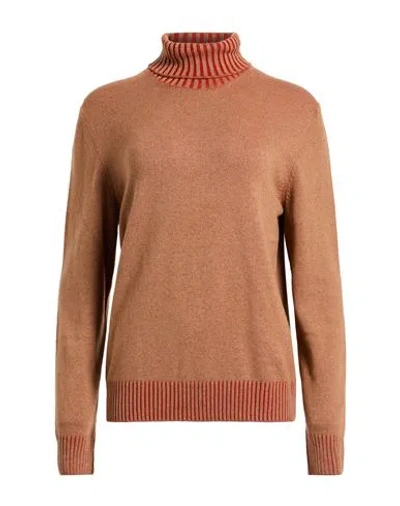Gran Sasso Man Turtleneck Light Brown Size 42 Virgin Wool, Cashmere, Viscose In Sand
