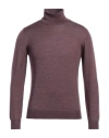 Gran Sasso Man Turtleneck Mauve Size 46 Virgin Wool, Silk In Purple