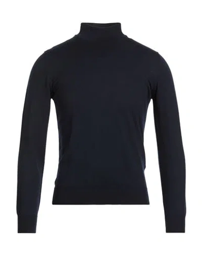 Gran Sasso Man Turtleneck Midnight Blue Size 34 Virgin Wool In Black