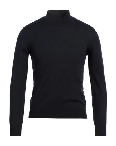 Gran Sasso Man Turtleneck Midnight Blue Size 36 Virgin Wool In Blue