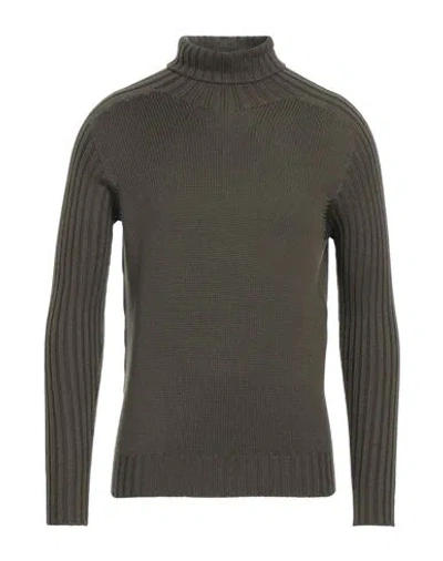 Gran Sasso Man Turtleneck Military Green Size 44 Virgin Wool In Green