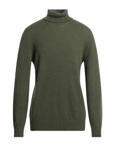 Gran Sasso Man Turtleneck Military Green Size 38 Virgin Wool, Polyamide In Green