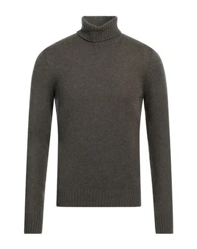 Gran Sasso Man Turtleneck Military Green Size 46 Virgin Wool In Green