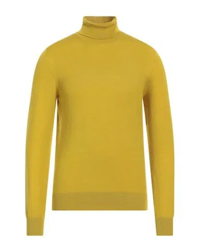 Gran Sasso Man Turtleneck Mustard Size 44 Virgin Wool, Polyester In Yellow