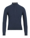 Gran Sasso Man Turtleneck Navy Blue Size 36 Wool, Cashmere, Viscose, Polyester, Polyurethane