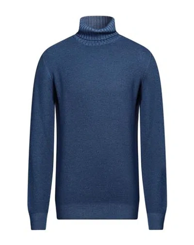 Gran Sasso Man Turtleneck Navy Blue Size 40 Virgin Wool In Navy Blue
