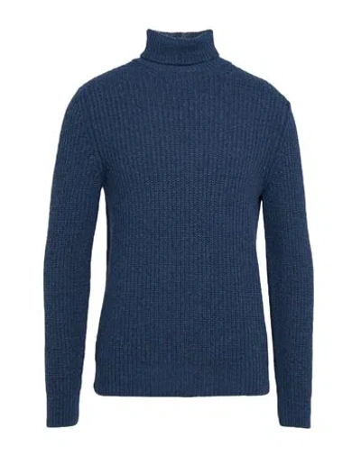 Gran Sasso Man Turtleneck Navy Blue Size 40 Wool, Polyamide