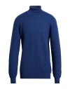 Gran Sasso Man Turtleneck Navy Size 50 Virgin Wool In Blue