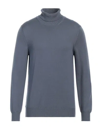 Gran Sasso Man Turtleneck Pastel Blue Size 40 Virgin Wool In Gray