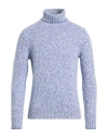 Gran Sasso Man Turtleneck Pastel Blue Size 44 Virgin Wool